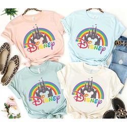 Vintage Disney Pride Rainbow Castle LGBT Shirt, Mickey Ear Rainbow Gay Days Orlando Shirt, Disney Family Shirt, Disneyla