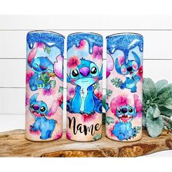 custom watercolor disney stitch tumbler, personalized disney star wars 20oz skinny tumbler, disney family vacation cups,