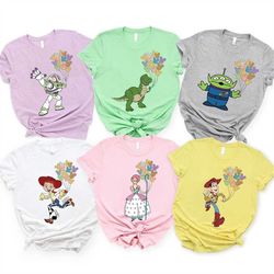 mickey balloons disney toy story shirt, disney pixar toy story character group shirt, disney family vacation 2023, disne