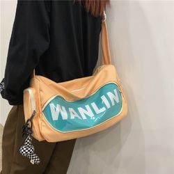 fashion sports shoulder bag simple trend fitness bag travel bag couple diagonal bag contrast color motorcycle bag