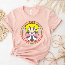 feeling peachy mario princess shirt, princess peach shirt, super mario shirt, mario birthday girl shirt, super mario bir