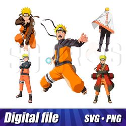 Naruto svg png images, Naruto cricut files, Naruto clipart print, Vector images, 300 dpi, Anime Naruto bundle pack cut