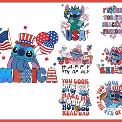 blue character cartoon 4th of july png bundle, snack and freedom png, funny kid shirt png, american png, fourth of july