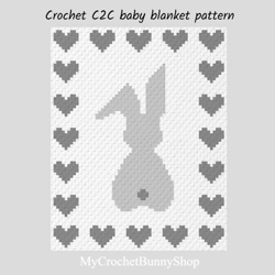 Crochet C2C Rabbit baby blanket pattern PDF Download