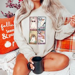 retro halloween ghost tarot card tshirt, retro halloween tshirt, retro western tshirt, trendy halloween tshirt, spooky s