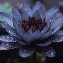 lovely black lotus flower, photorealistic