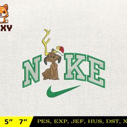 nike christmas embroidery design, christmas dog embroidery design, nike embroidery design, instant download