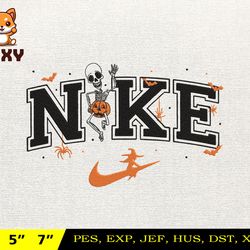 nike halloween embroidery design, halloween skeleton embroidery design, nike embroidery design, instant download