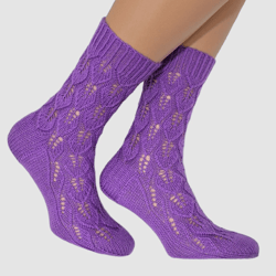 Knitted lace socks Fashion socks Hand knitted socks Women socks Pretty socks Handmade socks Bright wool socks