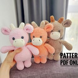 PDF plush crochet cow toy pattern, CROCHET PDF PATTERN (English)