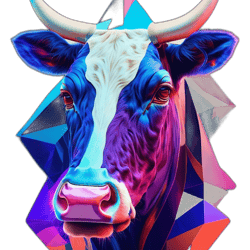 Futuristic Multicolored Cow - Vibrant Digital Art