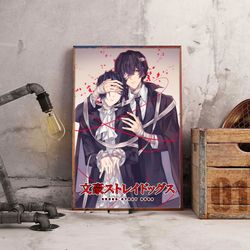 anime poster, bungo stray dogs poster, wall art, wall decor, prints, home decor, chasing shadows of yokohama poster