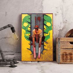 anime poster, chainsaw man poster, wall art, wall decor, prints, home decor, slicing shadows poster