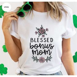 step mom mothers day gift, blessed mom t-shirt, gifs for step mom, new mom gift, mama vneck tshirt, floral mothers day s