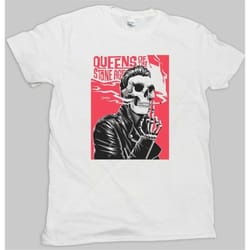 queens of the stone age metal punk rock t-shirt, smoke skeleton shirt, queens of the stone age tee