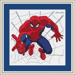 Cross stitch pattern Spiderman web silhouette superhero superman Spider man superman counted crossstitch patterns PDF