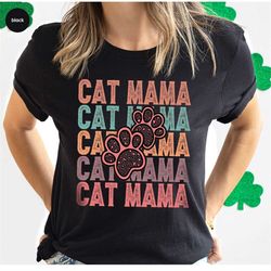 retro cat mama shirt, cat mom gifts, vintage cat mama t shirt, mothers day gift, cat owner gifts, mother gift, paw print