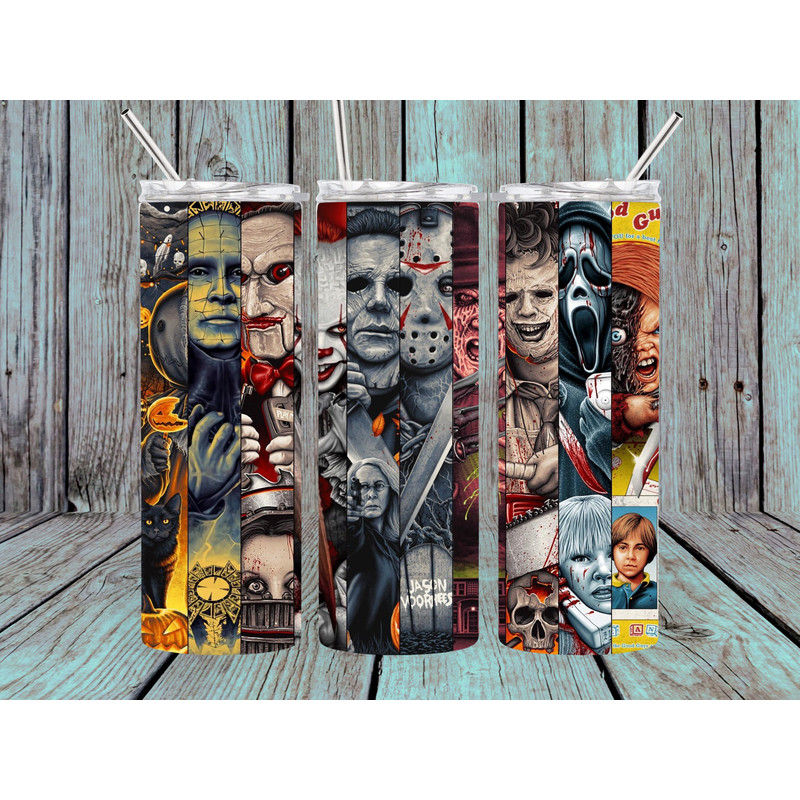 Horror Movie Tumbler, Horror Movie Skinny Tumbler, Horror Movie 20oz Skinny Tumbler, Bloodcurdling Tales Tumbler.png