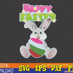 happy easter bunny rabbit face funny easter day women girls svg, eps, png, dxf, digital download