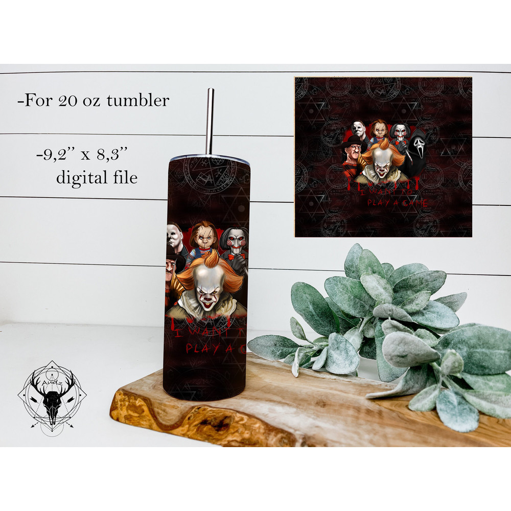 Horror Movie Tumbler, Horror Movie Skinny Tumbler, Horror Movie 20oz Skinny Tumbler, Creepy Chronicles Tumbler.png
