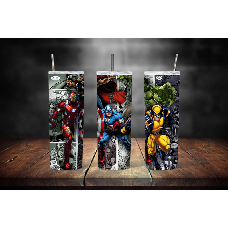 Marvel Heroes Tumbler Skinny  Marvel Heroes Mock-up Straight Design PNG - INSTANT DOWNLOAD - Sublimation Wrap Design, Tumbler Wrap Png-3.jpg
