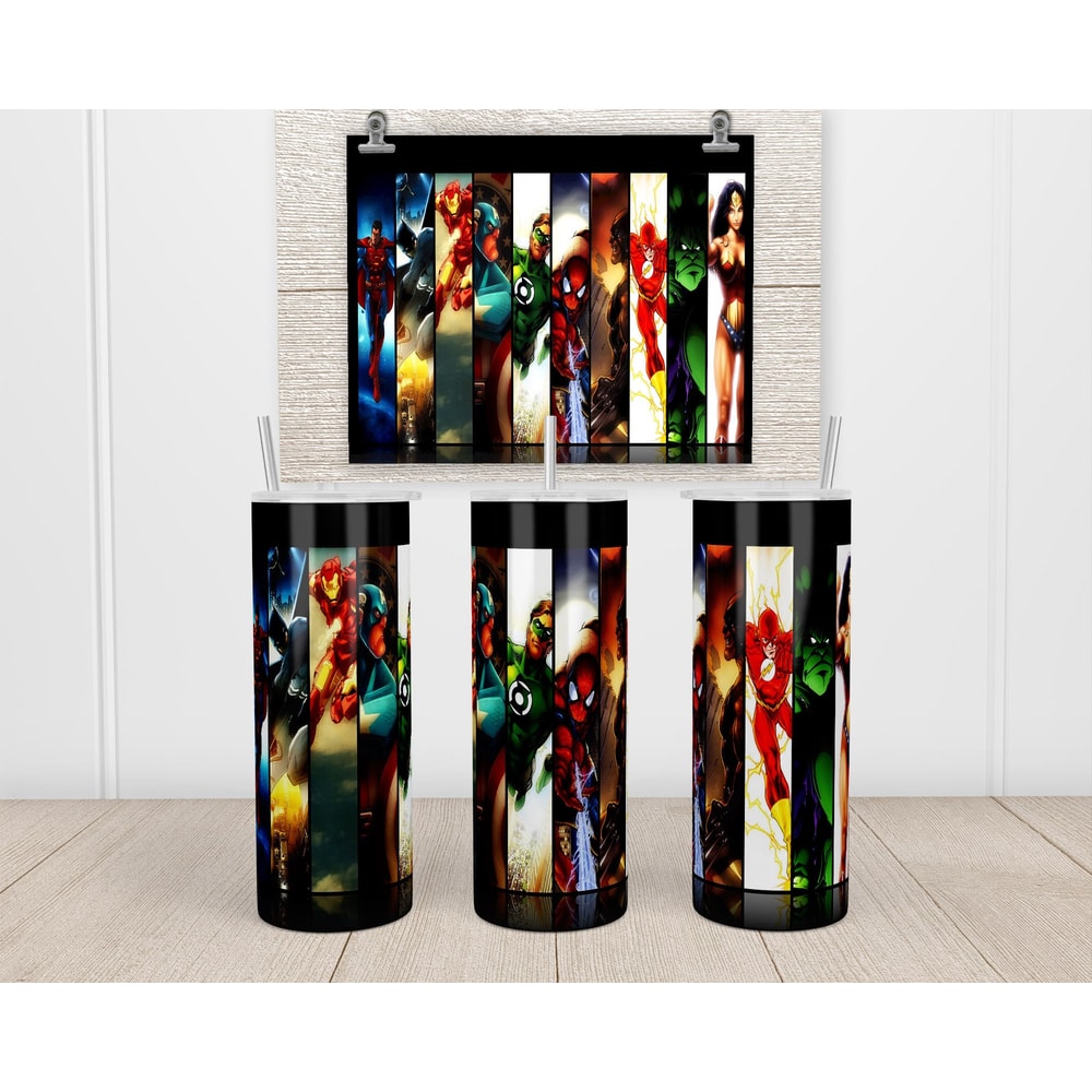 Marvel Heroes Tumbler Skinny Marvel Heroes Mock-up StraightTapered Design PNG - INSTANT DOWNLOAD.jpg