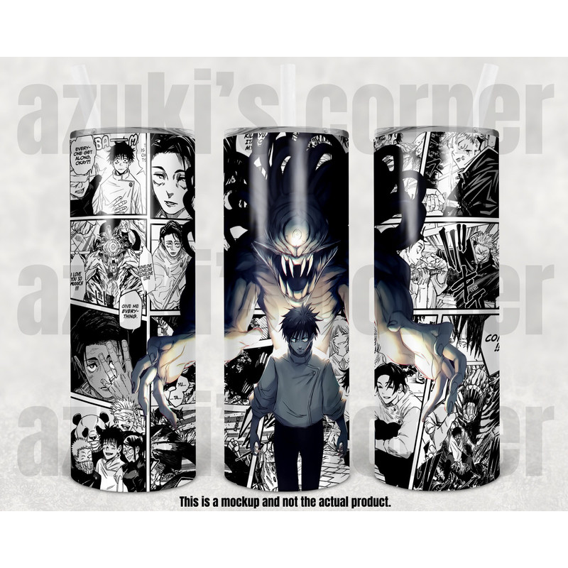 Anime Tumbler, Anime Cup, Manga Panel Tumbler, Shounen Anime Tumbler - 20oz, 25oz Frosted Clear Bamboo Lid #34.jpg