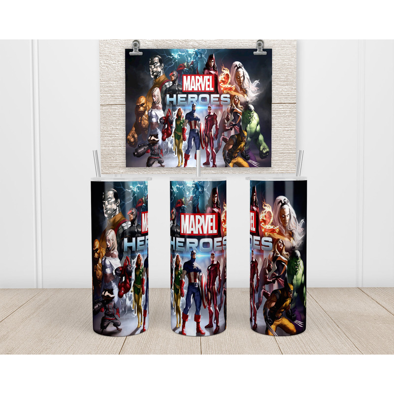 Marvel Super Heroes Tumbler Design - Marvel Avengers Heroes Mock-up StraightTapered Design PNG - INSTANT DOWNLOAD - 20 oz Tumbler Wrap Png-2.jpg