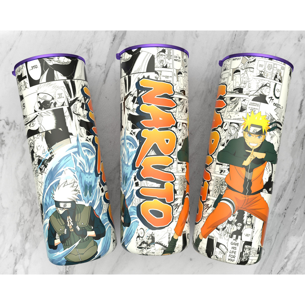 Straight 20 oz skinny tumbler anime sublimation design  manga panel design  manga collage wallpaper 300 dpi ready print  Anime wrap.jpg