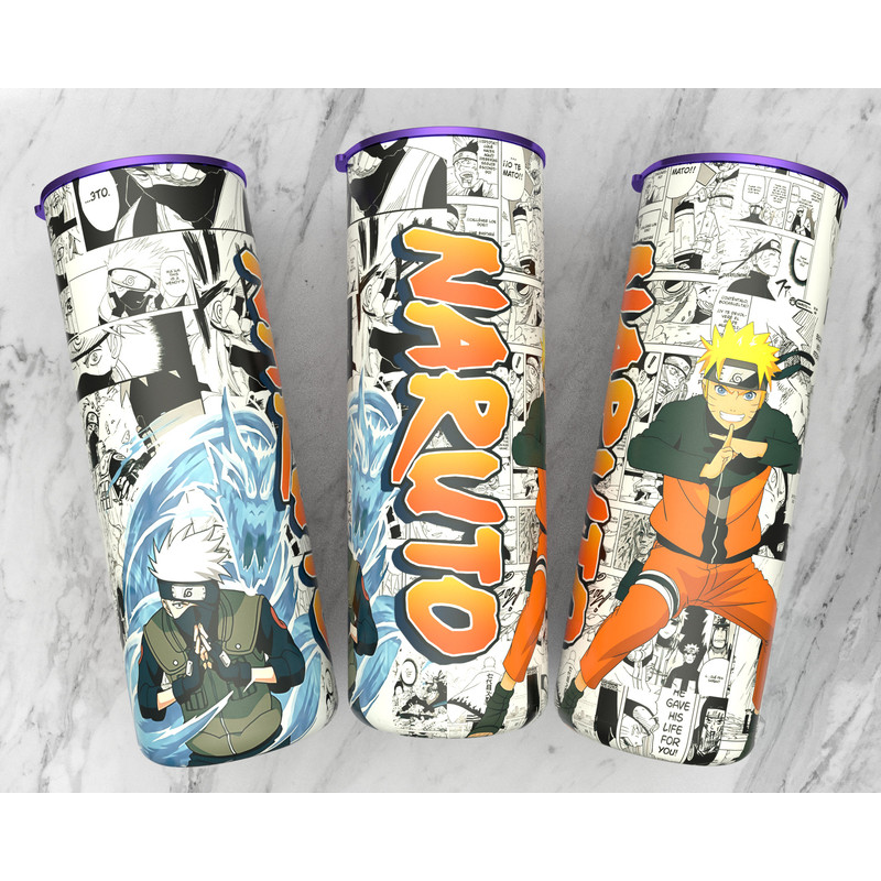 Straight 20 oz skinny tumbler anime sublimation design  manga panel design  manga collage wallpaper 300 dpi ready print  Anime wrap.jpg
