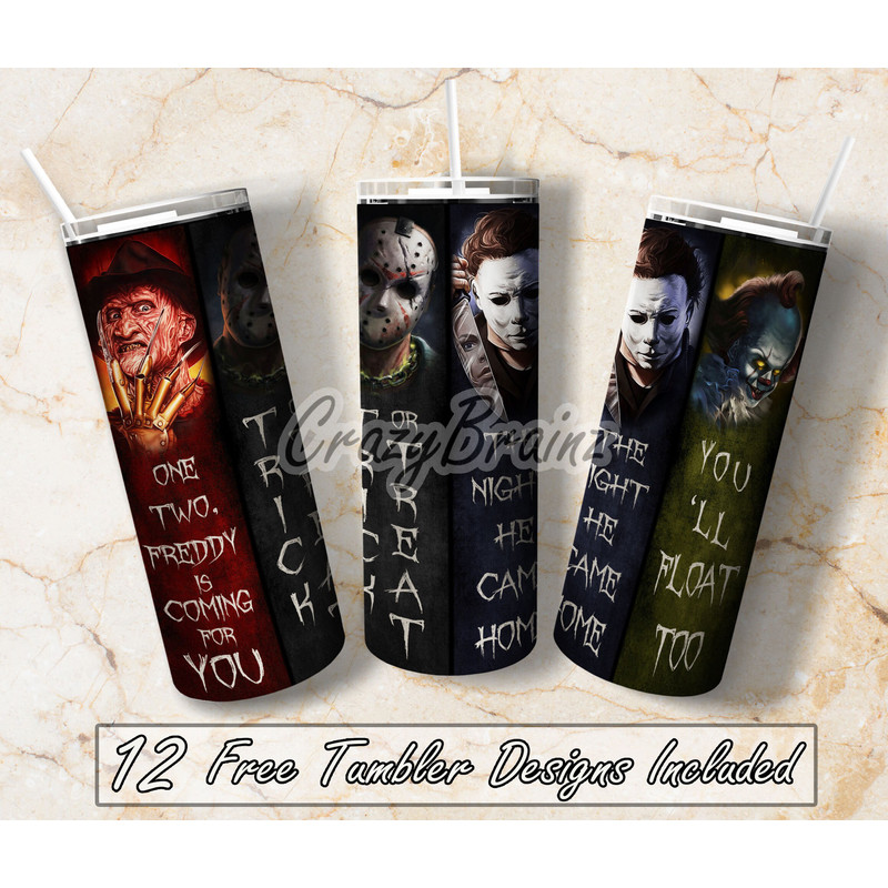 Horror Movie Tumbler, Horror Movie Skinny Tumbler, Horror Movie 20oz Skinny Tumbler, Dreadful Visions Tumbler.png