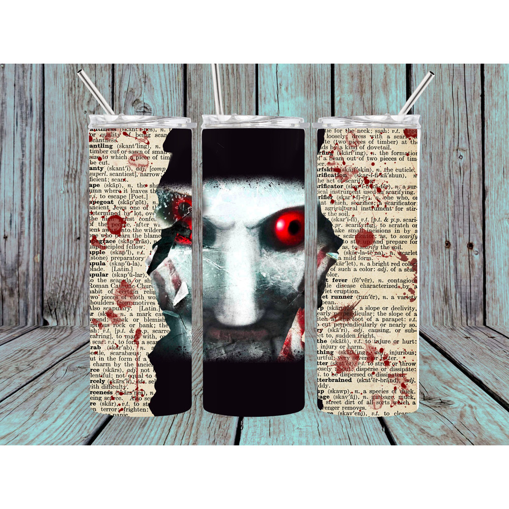 Horror Movie Tumbler, Horror Movie Skinny Tumbler, Horror Movie 20oz Skinny Tumbler, Fiendish Fantasies Tumbler.png
