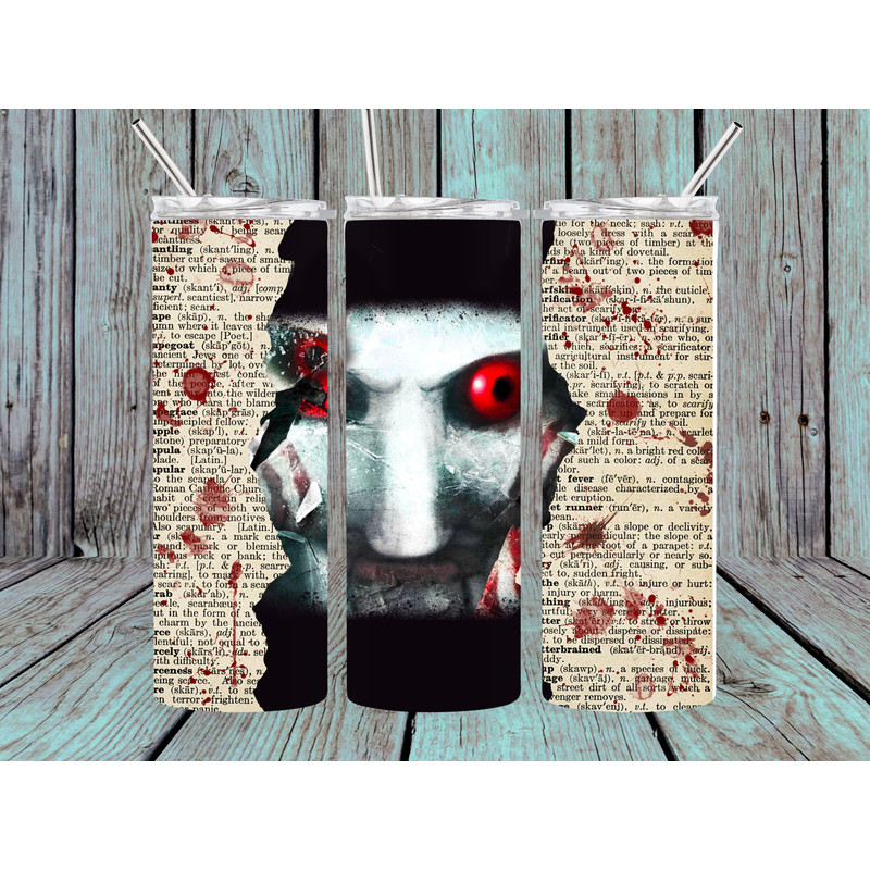 Horror Movie Tumbler, Horror Movie Skinny Tumbler, Horror Movie 20oz Skinny Tumbler, Fiendish Fantasies Tumbler.png