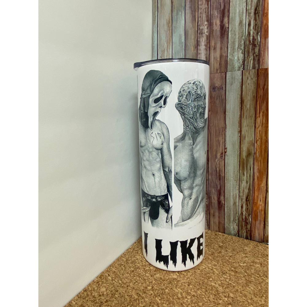 Horror Movie Tumbler, Horror Movie Skinny Tumbler, Horror Movie 20oz Skinny Tumbler, Ghoulish Intrusions Tumbler.png