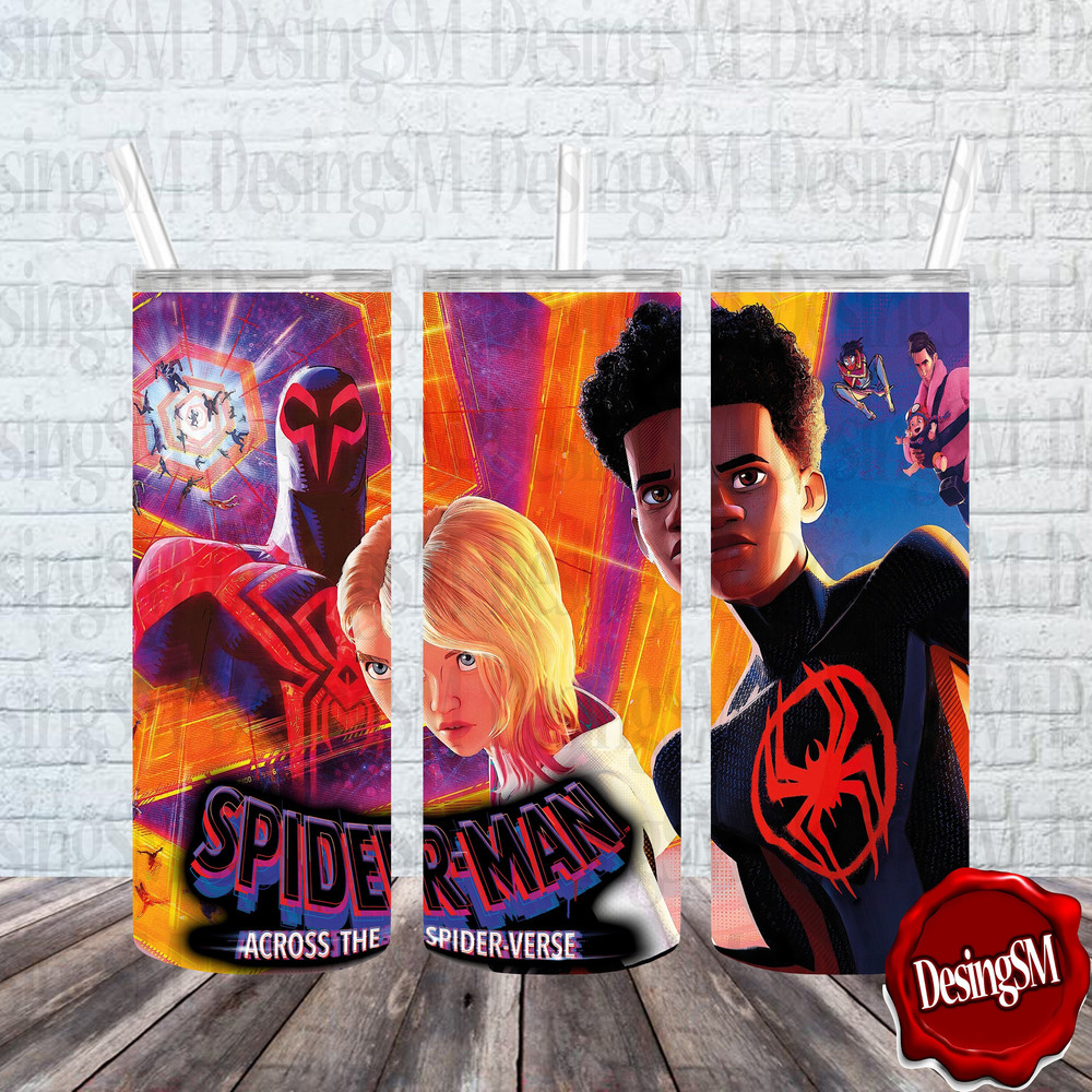 Spider-Man Across the Spider-Verse Tumbler Desing, Skinny Tumbler 20oz Design, Spiderman Sublimation, Digital png, Spiderman wrap png.jpg