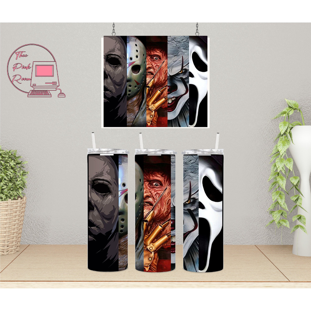 Horror Movie Tumbler, Horror Movie Skinny Tumbler, Horror Movie 20oz Skinny Tumbler, Haunted Nightmare Tumbler.png