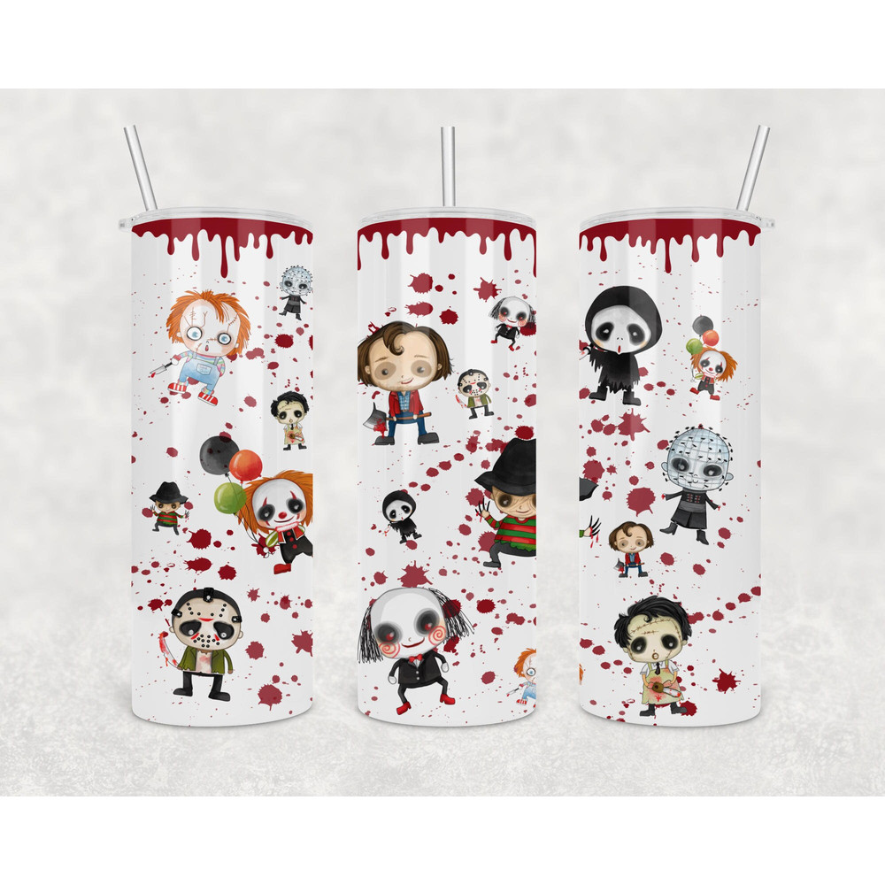 Horror Movie Tumbler, Horror Movie Skinny Tumbler, Horror Movie 20oz Skinny Tumbler, Haunting Hysteria Tumbler.png