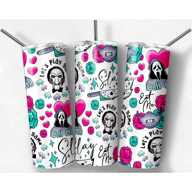 Horror Movie Tumbler, Horror Movie Skinny Tumbler, Horror Movie 20oz Skinny Tumbler, Haunting The Screen Tumbler.png