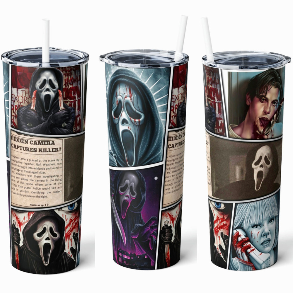 Horror Movie Tumbler, Horror Movie Skinny Tumbler, Horror Movie 20oz Skinny Tumbler, Hauntingly Hypnotic Tumbler.png