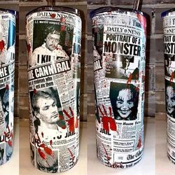 horror movie tumbler, horror movie skinny tumbler, horror movie 20oz skinny tumbler, horrifying visions tumbler