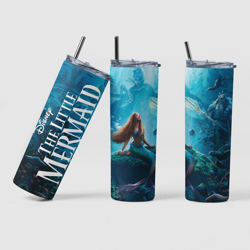 The Little Mermaid  Movie, Princess Tumbler, Disney World Fan, Travel Mug, Gift For Her, Birthday Gift, Halle Bailey, Princess Theme Gift.jpg