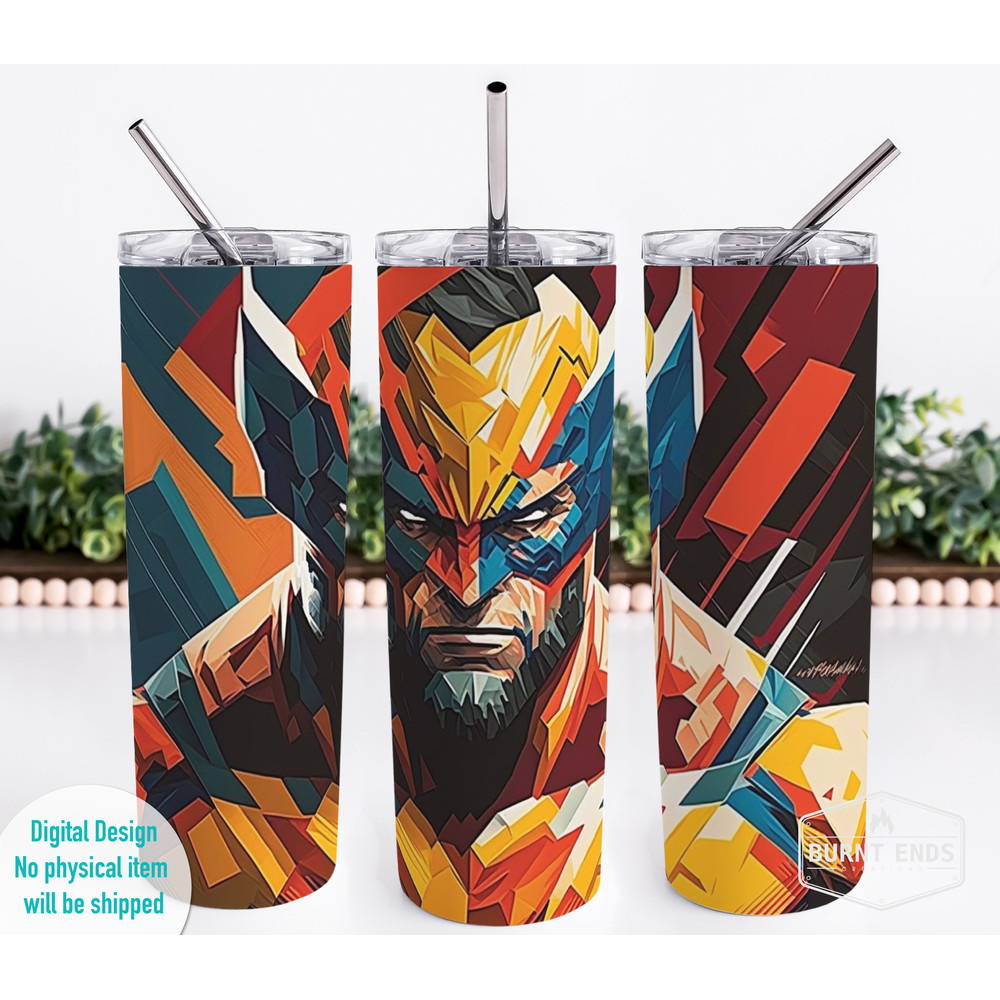 Wolverine Tumbler Wrap Design - 20 oz Skinny Superhero Sublimation Design - Instant Download PNG File.jpg