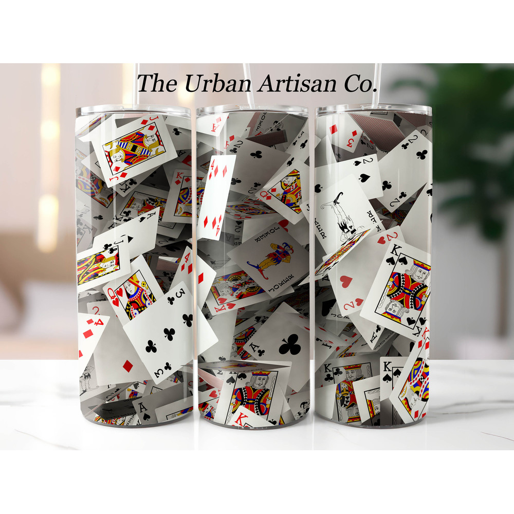 3D Playing Cards 20 oz Skinny Tumbler Sublimation Design, Instant Digital Download PNG,  Straight Tumbler Wrap-1.jpg