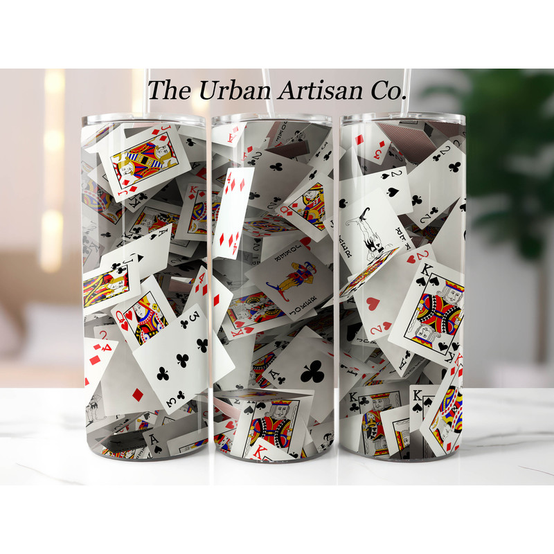 3D Playing Cards 20 oz Skinny Tumbler Sublimation Design, Instant Digital Download PNG,  Straight Tumbler Wrap-1.jpg