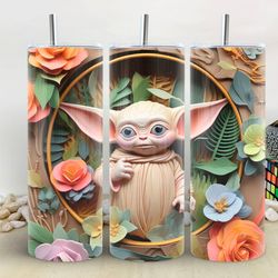 baby yoda 3d tumbler, baby yoda 3d skinny tumbler