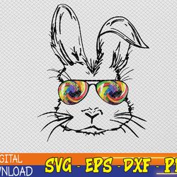 sunglass bunny face tie dye happy easter day svg, eps, png, dxf, digital download