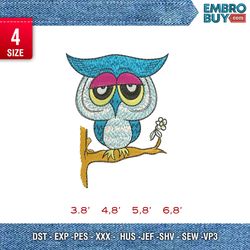 owl sleepy / animal embroidery design/ cartoon design/ embroidery pattern/ design pes dst vp3 format