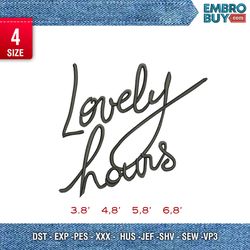 lovely hours typo / logo embroidery design/ love design/ embroidery pattern/ design pes dst vp3  format