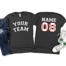 custom baseball team shirts, personalized baseball gifts, baseball team player number shirt, matching team shirts, baseb