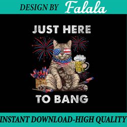 just here to bang usa flag funny beer 4th of july cat lover png, 4th of july cute cat drink beer png, digital download